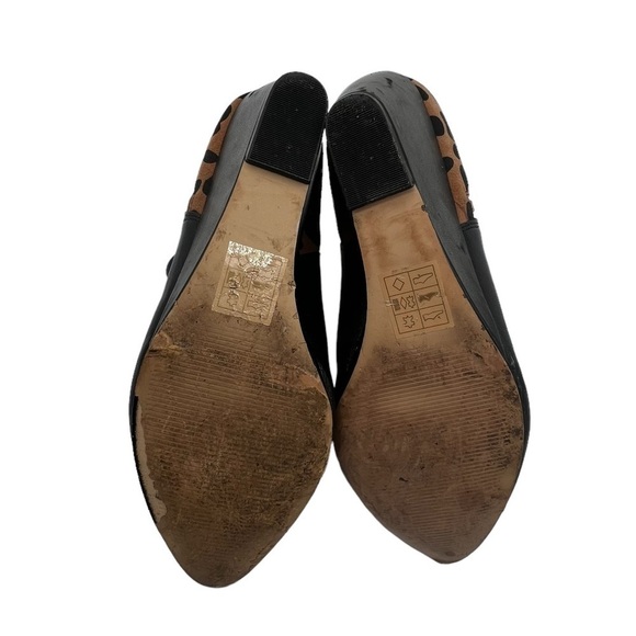 DV By Dolce Vita Black Brown Leopard Print Wedge Heels Size 8 1/2 Women's - Picture 9 of 9